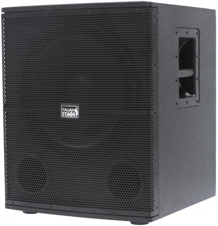 Активный сабвуфер ITALIAN STAGE [S115A] НЧ динамик 15", усилитель класса AB, мощность пик./ном. 700/350 Вт, АЧХ 20-120 Гц, макс. SPL 128 дБ, 2x XLR входа, 2x XLR выхода, регулятор уровня сигнала, переключатели обрезного ФНЧ FLAT/100 Гц